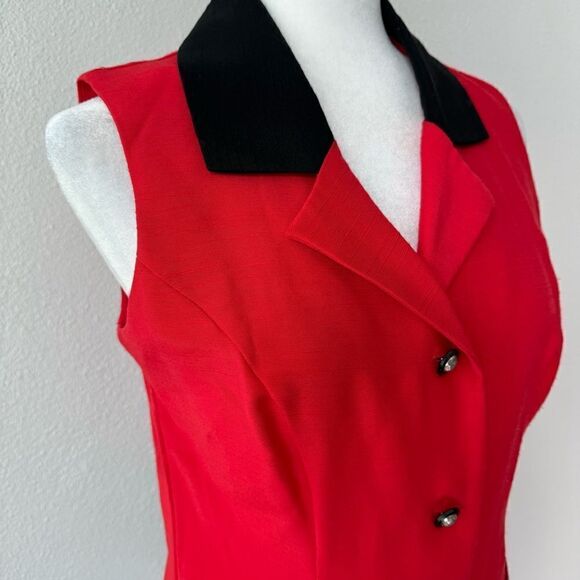 Vintage Betsy Lauren Blouse Red Black Tunic 10 - Picture 4 of 11